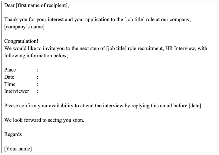 Interview email invitation