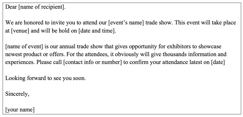 Trade show email invitation