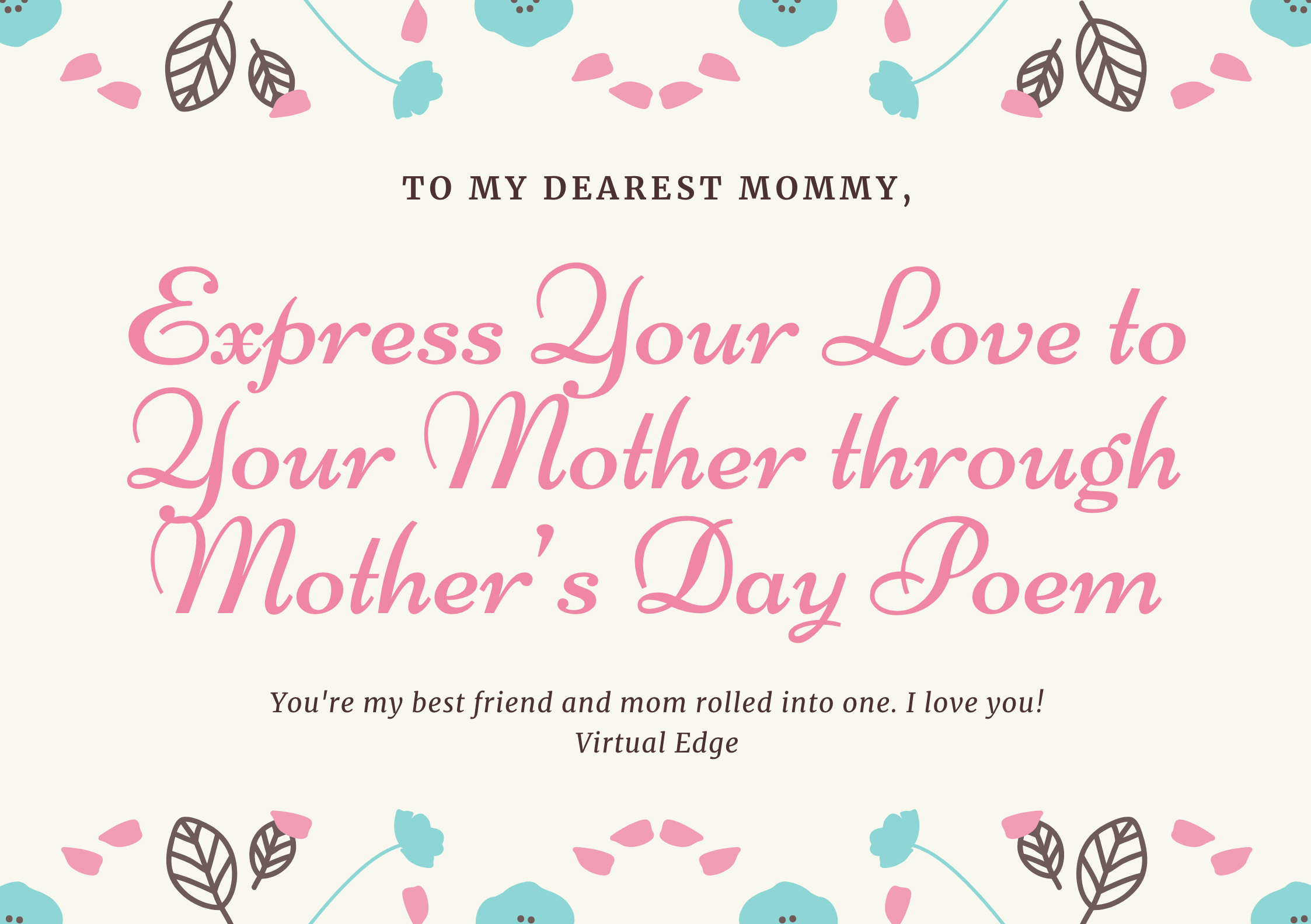 Express Your Love to Your Mother through Mother's Day Poems ...